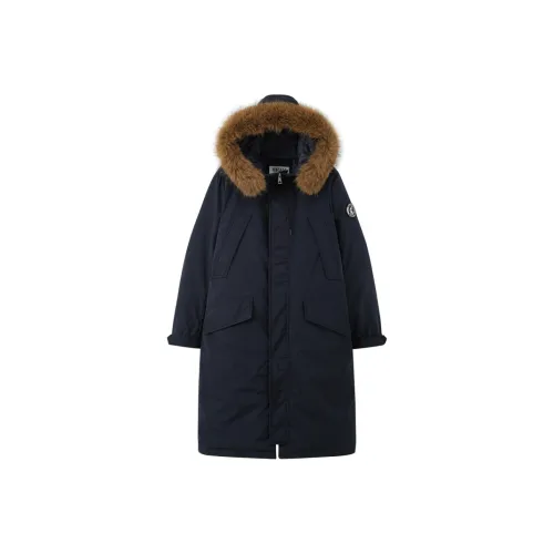 SNZX Темно-синий синий длинный хлопковый пуховик женский пуховик (пуф)