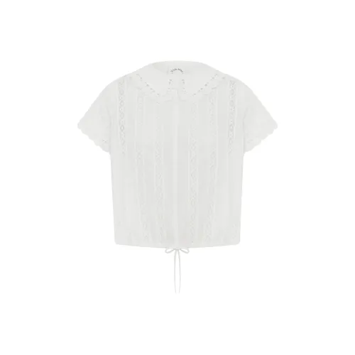 WITH JEAN Минималистский стиль Кружево Короткий рукав Рубашка Женская