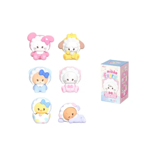 JOYC Mikko Furry Коллекция Flock Удивительный FLUFFY Слепые коробки Один Mystery Коробка Полная коробка 6 шт