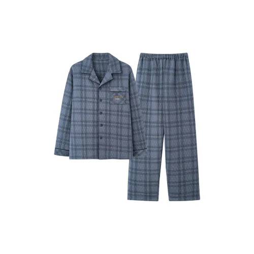 MIIOW One Набор OF Синяя Клетка Мужская Пижамная Комплект