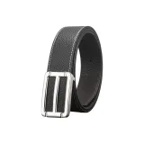 День-образный H Серебряный Пряжка-пластина & Черный Коричневый & Белый Шов Ремень