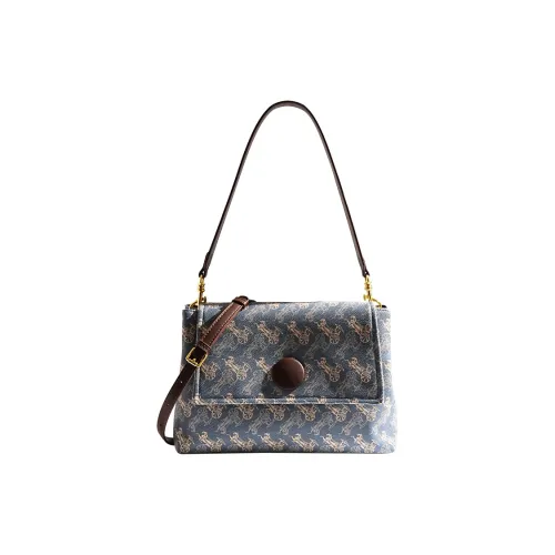 Jacoponnus Сумка через плечо из коровьей кожи большая женская синяя Carriage