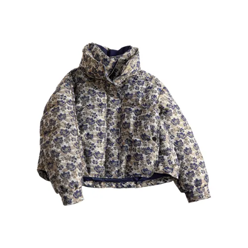 TOUCH Пуховик Женские Темно-синий Цветочный Дизайн