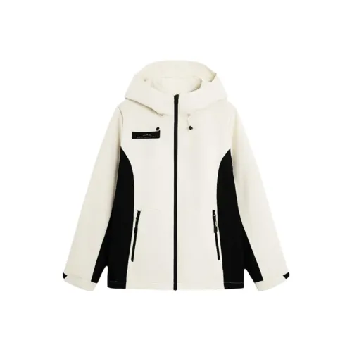 XTEP Термическая ветровка Женская Хлопок Белый Джет Черный