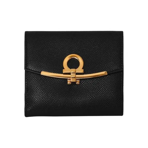 Ferragamo Бронза Металлический Компонент Дизайн Кошелек Стандартный Унисекс Черный