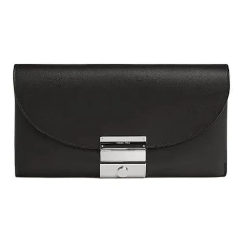 HERMES Телячья кожа Клатч Женский Черный