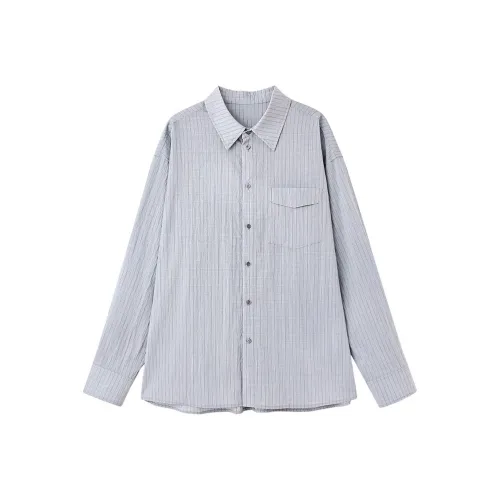 SINBOS Поэтический Серый Синий Мужская Рубашка