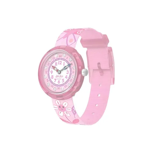 SWATCH Flik Flak Feifei Series Кварцевый механизм Детские часы 31,85*30,6 мм Розовый циферблат