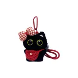 Бант, красное яблоко, трикотажная ткань, сумка через плечо с маленьким черным котом