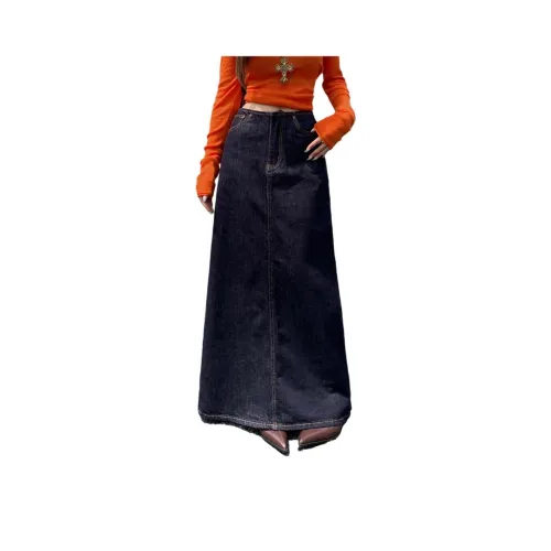 VFVK Синий Женские Джинсовые Длинные Юбки