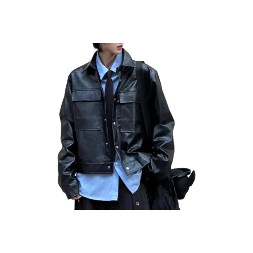 GANGZAI Кожа Куртка Пальто Унисекс