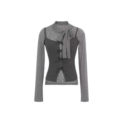 Wang Leshi Серые Женские T-рубашки