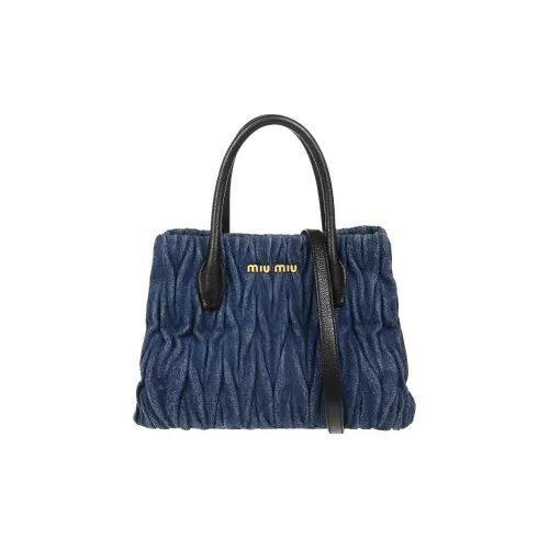 MIU MIU Деним с кожаными вставками одно плечо сумка женский синий