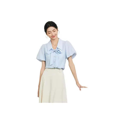 Tumando Синий Лента Съемный Женские Рубашки