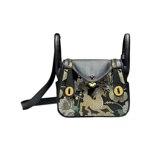 ESNSY Шелк Смесь Ткань Сумка через плечо Женская Черный Золото