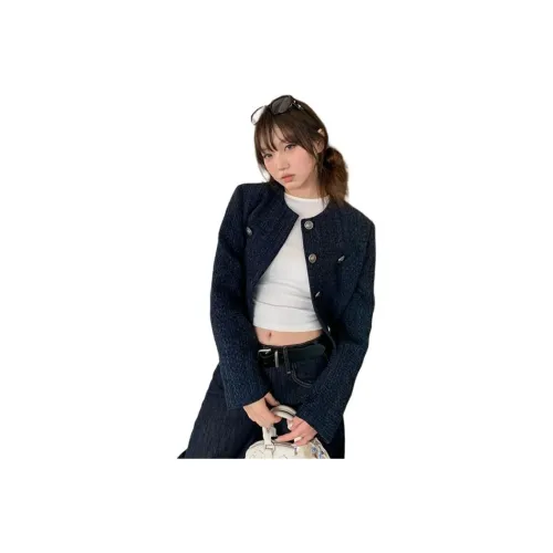 VINMUK Темно-синий женский короткий пальто