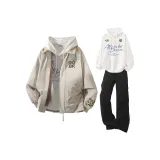 Абрикос + Белый Свитшот + Черные Штаны