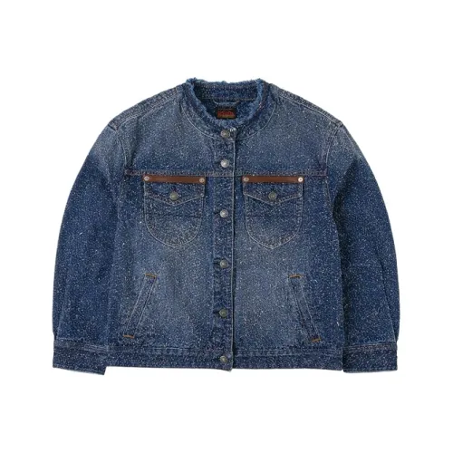 EVISU Джинсовый синий Женские Джинсовые куртки