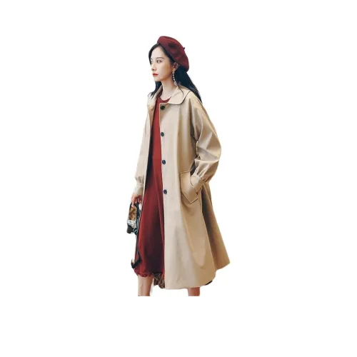 XIANSINIAO Хаки Светлый хаки с подкладкой женское пальто