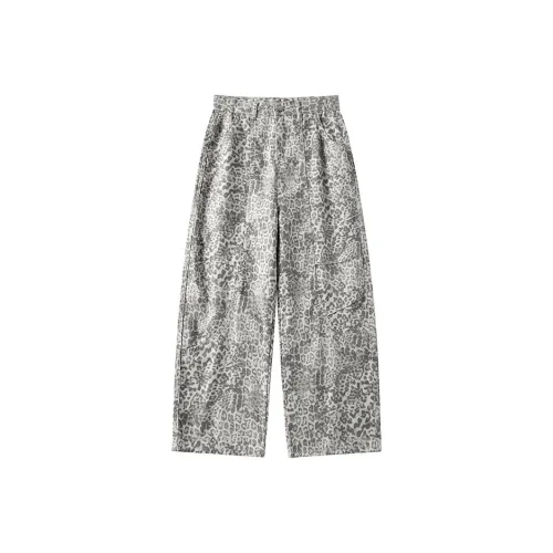 GEOGRE ALEX Белый Леопард С принтом Унисекс Джинсы