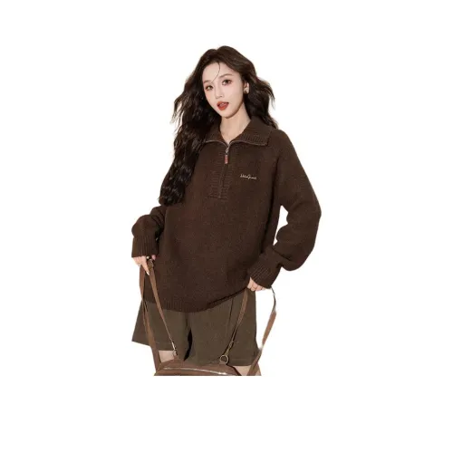 Tonlion Темный кофейный коричневый женские свитеры