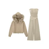 Хаки пальто + хаки бюстier + хаки брюки