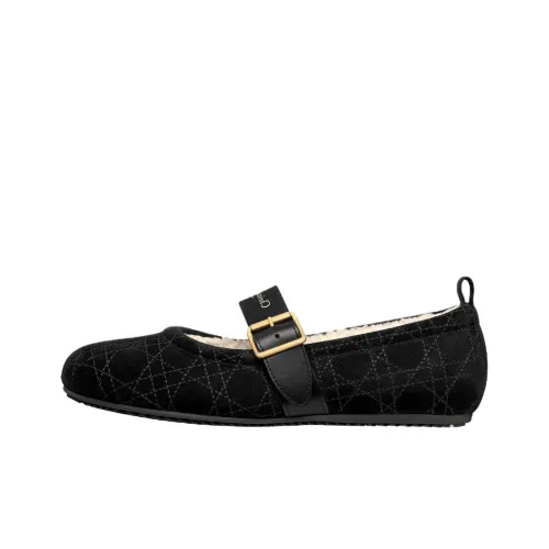 DIOR Иней Плоская подошва Туфли Мэри Джейн Женские Черный