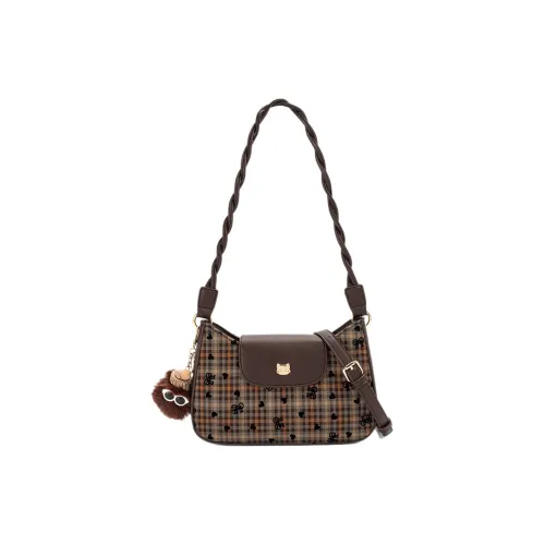 DIFFERENT FACES ПУ (полиуретан) Сумка через плечо Стандартная Женская Кофейного цвета