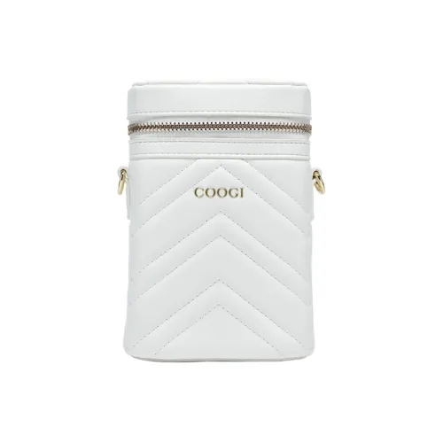 COOGI Синтетическая кожа Цилиндрическая сумка Сумка через плечо Стандартная Женская Экрю Черная