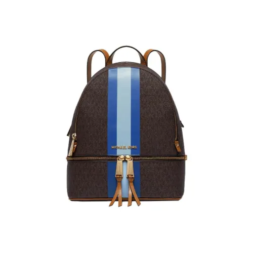 MICHAEL KORS Rhea Zip Кожа Рюкзак Стандартный Женский Темно-коричневый и Синий