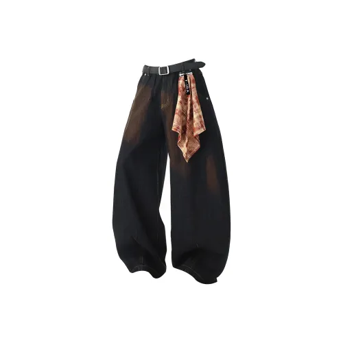 T IRA Черный Нет Логотип Пряжка Унисекс Джинсы