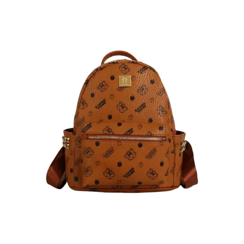 CREAM BEAR ПУ (полиуретан) Рюкзак Большой Женский Бежевый Розовый Желтый