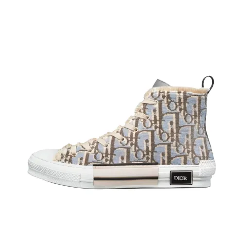 DIOR B23 Высокие Топы Стильные Скейтбординг Мужские Серый Белый