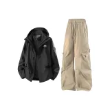 3-в-1 Комплект Одежды (Черная Ветровка + Хаки Брюки)