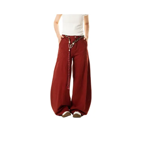 PISYPOX Red Unisex Casual Pants PISYPOX Красный Унисекс Повседневные Брюки