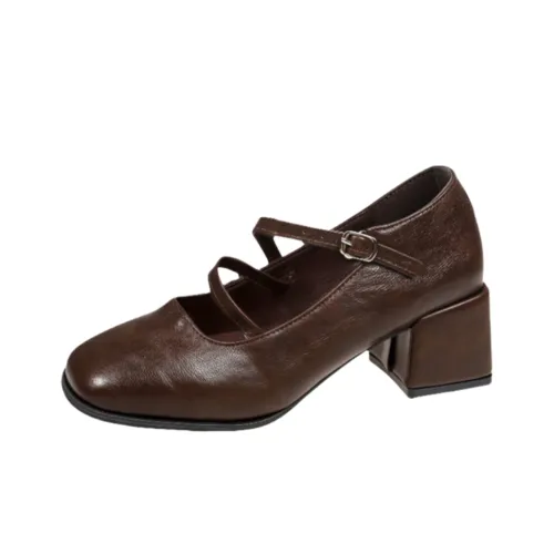 NX DOUGHNUT Грубый каблук Туфли Мэри Джейн Женские