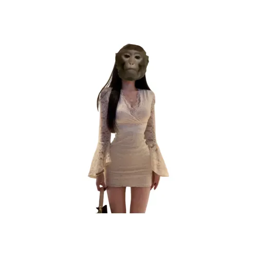 Flowers in water Длинное платье с длинными рукавами Женское