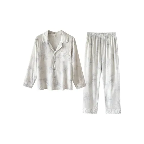 Daiyindie Осенне-зимняя пижама для женщин ледяной шелк длинные рукава