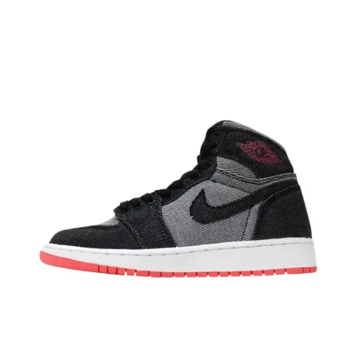 Jordan Air Jordan 1 High Топ Детские Скейтбординги Черный Подростки