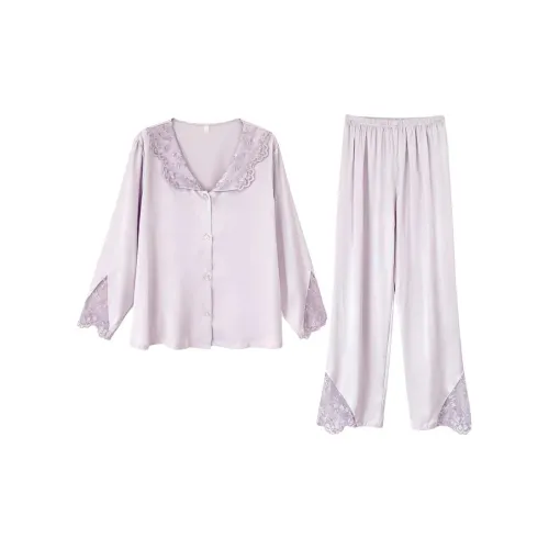 Daiyindie Осенние и зимние пижамы для женщин ледяной шелк с длинными рукавами подходящие для ношения как на открытом воздухе так и дома