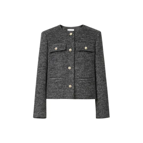 Hopeshow Звезда Белый Серый 087 Женское Короткое Пальто