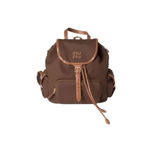 MIU MIU Холст и кожа Рюкзак Женские Коричневый