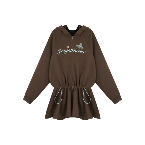 Кофе Женские Длинные Платья с Длинными Рукавами