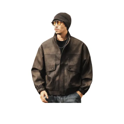 JIELEINUO Мужские кожаные куртки