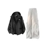 3-в-1 Комплект одежды (Черная ветровка + Бежево-серые штаны)