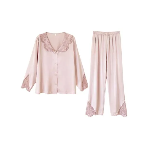 Daiyindie Осенне-зимняя пижама для женщин ледяной шелк длинные рукава