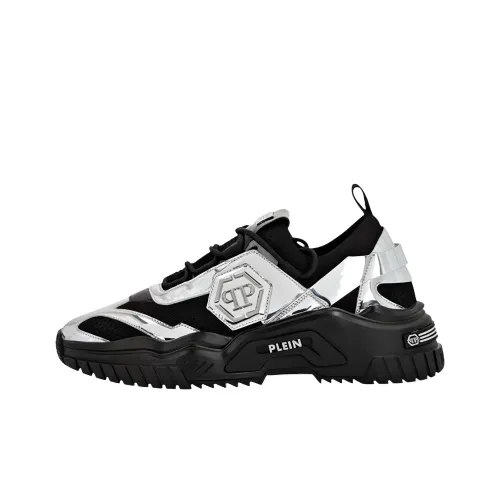 PHILIPP PLEIN Runner Hexagon Low Топ Повседневная обувь Мужская Серебристый Черный