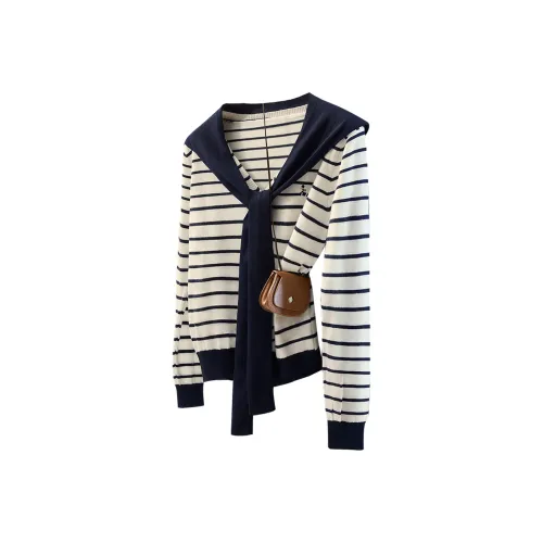 SIBAISHE Темно-синий Синий Полосы Женский Трикотаж