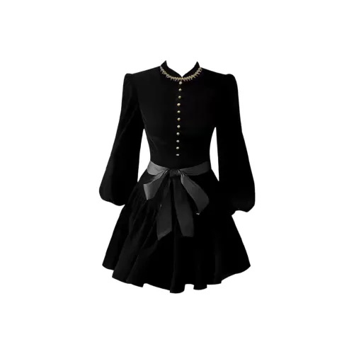 ARIADNAW STUDIO Черное платье Женское Длинное с рукавами Платья