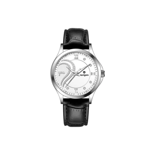 NAVIGARE Кварцевый механизм натуральная кожа ремешок женские часы белый циферблат